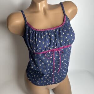 Pasta Japan Floral Lace Bow Baby Cami Tank Top XS Coquette Fairy Ditsy Floral